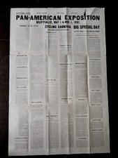 1901 Pan American Expo Buffalo NY 17x25 Press Sheet  Bicycle Races / War Heroes picture
