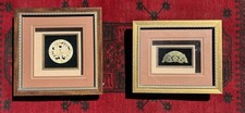 Pair of Framed Vintage Asian Carved Hardstone / Jadeite Plaque Art Displays picture