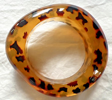 Bangle Bracelet Statement Chunky Asymmetrical Tortoise shell Lucite Retro Y2K picture