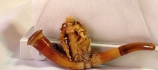 Victorian amber meerschaum pipe woman holding a shield and sword picture