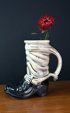 Vintage 1960s MCCOY ceramic boot vase planter MCM stein cowboy Irish 8.5