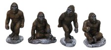 Set of 4 Forest Mythical Creature Sasquatch Big Foot Cryptid Apes Figurines picture
