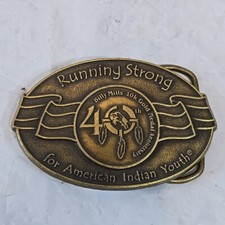 Belt Buckle Running Strong Olympics Billy Mills Metal 1964 Youth Oglala Lakota picture