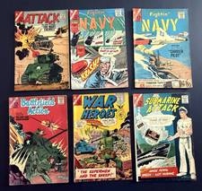 Lot of 6 Charlton War Fightin: Navy, Attack, War Heros, Sub Attack picture