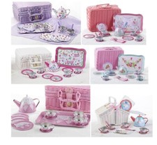 Delton Tin Tea Sets For Youth/ Kids/ Children With Storage Basket - Ships Free picture
