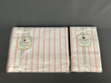 NOS Springmaid Combed Percale Double Sheet 81 x 108 + 2 Pillow Cases Pink Stripe picture