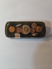 Vintage Lucite Paperweight 1964 Kennedy Half Dollar Penny Desktop Birth Year  picture
