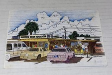 Vintage 1990s Bamboo Beer Garden Postcard Illustrated Madeira Beach FL picture