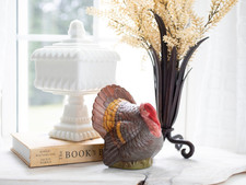 Vintage Hand Painted Ceramic Thanksgiving Turkey Figurine Centerpiece picture