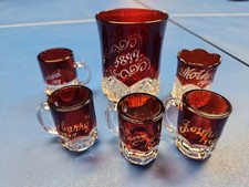 Ruby Flashed Glass Souvenirs  w/Inscriptions-circa 1899-1919 picture