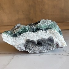 7.8 LBS Fluorite Crystal Green/ Gray /Purple Banded w/White Mineral Matrix picture