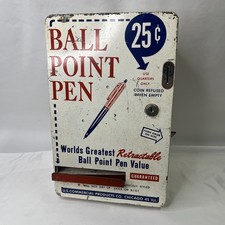 VINTAGE 1950'S BALL POINT PEN COIN OPERATED .25 CENT VENDING MACHINE Working picture