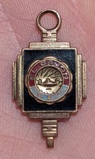 Antique Kay Jewelers EL Cajon HIGH SCHOOL KEY FOB CHARM PENDANT ENAMEL MEDAL picture