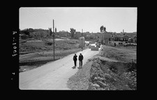 Photo:Jerusalem Palestine 1938 Nablus Road Defense Blocks Car Highway picture