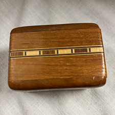 Small Handcrafted Wooden Sliding Lid Trinket Box with Decorative Inlay Stripe picture