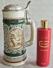 1978 Avon HUNTING & FISHING Lidded Ceramic Stein + 8 oz Trazarra Cologne -No Box picture