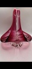 Murano Cranberry Hand Blown Art Glass Basket picture