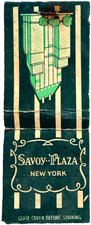 1930s The Savoy Plaza Hotel NYC Matchbook Vintage New York City Ephemera picture