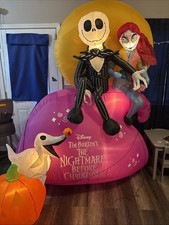 Gemmy 7ft Jack & Sally Skellington Spiral Hill Airblown Inflatable 3639375 picture