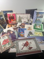43 Vintage & Modern Christmas Greeting Cards w Envelopes Religious Santa Birds picture