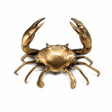 Amazing Large Mud Crab Solid Heavy Brass Statue 22cm Wide Polished Vintage Décor picture