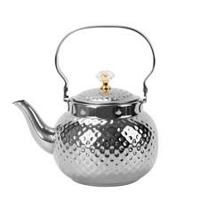 1.2L Stovetop Hammered Tea Kettle - Silver Teapot with Strainer for Hot Water picture