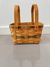 Vintage Longaberger Basket 1992 Christmas Candle basket green stripe picture