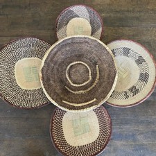 5 Makenge and Tonga Wall Basket Set | African Wall Basket Art  #731 picture
