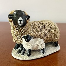 Vintage Stef's Models Swaledale Ewe and Lamb Sheep Figure Figurine UK picture