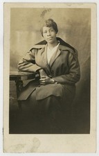 Stylish African American Female 1920 Innocent Stare Tall Thick Black Girl RPPC picture