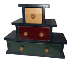 Vintage small spice drawer apothecary cabinet multicolor wood ￼ picture