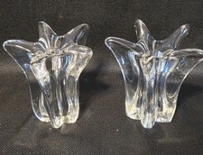 Vintage Crystal Starfish Candle Holders Pair Mid Century Modern Tulip Daum Style picture