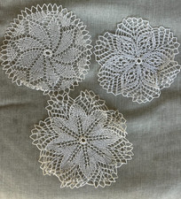 Vintage Antique Tatted Doily Lot Tatting Handmade 3 Cream picture
