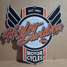 Harley Davidson motor Cycles   Porcelain Enamel Sign  30x29 Inches 1  Sided picture