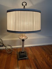 VTG PAUL HANSON Co NY Table Lamp MCM W/Edward ALDEN LAMP SHADE Glass Beautiful picture