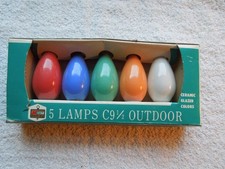 VINTAGE NOS BOX of 5 K-MART NOMA C-9 1/2 REPLACEMENT CHRISTMAS LIGHT BULBS picture