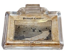 BALTIMORE , MARYLAND MD  Antique PARKWOOD CEMETERY Souvenir Glass Dish Plate picture