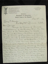 CIVIL WAR 20TH CONNECTICUT ANDERSONVILLE POW VETERAN LETTER TO COMRADE 1931 picture