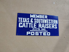 Porcelain Texas cattle raiser Enamel Sign 8 x 4 Inches picture