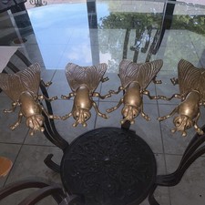 Brass Tone Fly Figurines Set of 4 - Metal Insect/Bug Figurine Decor picture