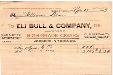 1913 Eli Bull & Co. Nescopeck PA Cigar Tobacco Billhead picture