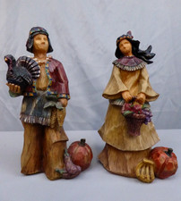 GANZ Thanksgiving Pilgrim Couple Figurines Turkey Harvest Fall Decor 9