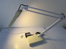Vintage Dazor World Lite 2702 Floating Arm Desk Lamp Industrial White MCM Task picture