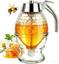 Honey Dispenser No Drip, Glass Honey Container with Stand picture