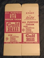 Milk Cream Paper Carton Gulf Hill Dairy So. Dartmouth Mass. Vtg Farm Barn Decor picture