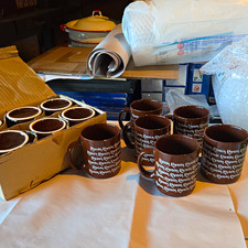 Kahlúa Brown Ceramic Advertising Coffee Mugs w/ White Logo Set of 12 picture
