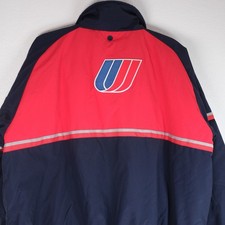 VTG 90s United Airlines Brookhurst Workwear Jacket Mens XL Reflective Tulip Red picture