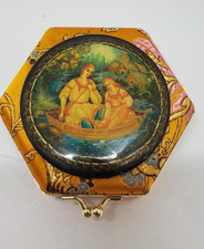 Russian Lacquer Inset Jewelry Box Small  Cloth picture