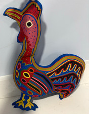 Vintage Kuna Mola Rooster Pillow Panama Folk Art Hand Stitched Textile Cushion picture