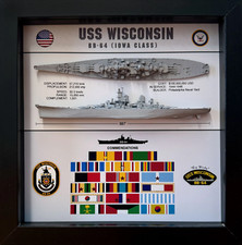 USS Wisconsin Display Box, BB-64, Iowa Class, WW2, 9